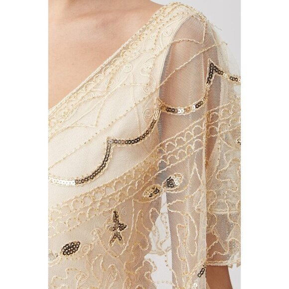 BABEYOND 1920s Beaded Shawl Wrap, Evening Cape Bolero for Weddings & Parties - Picture 3 of 6